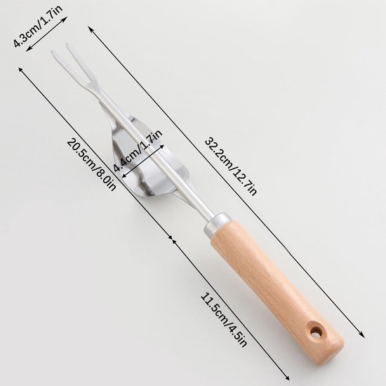 Ergonomische Onkruidsteker van Roestvrij Staal met Houten Handvat - Handmatig Onkruidwieder voor Tuinieren van Merkloos	 — afbeelding 5
