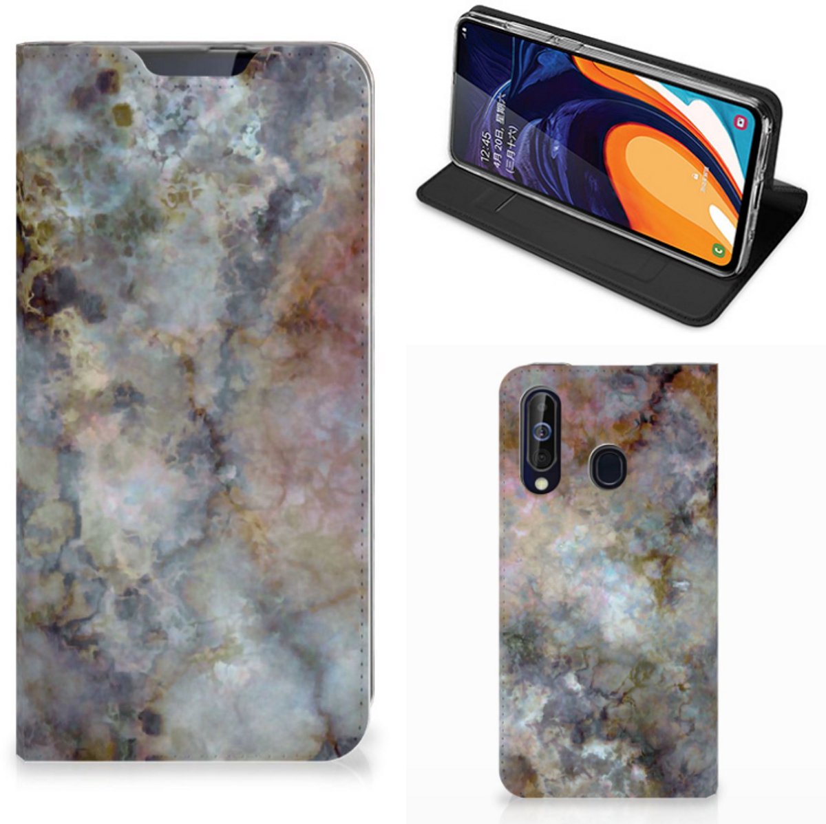 Samsung Galaxy A60 Standcase Marmer Grijs