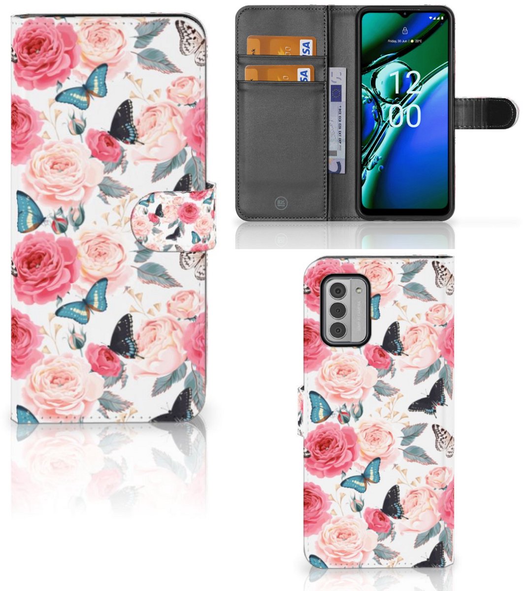 Nokia G42 Hoesje Butterfly Roses