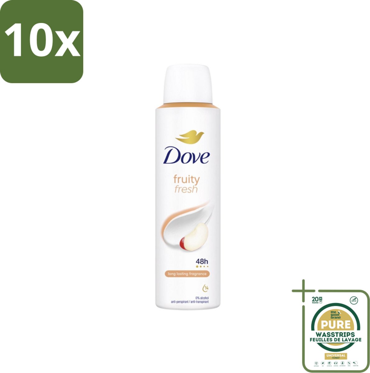 10 x Dove – Deodorant Spray – Fruity Fresh – 150 ml - Grootverpakking - Deodorant Spray - Fris - Fruitige Geur - Okselhuid Verzorging - Transpiratiegeur