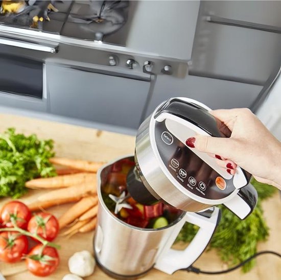 Aura® Soepmaker - Soupmaker Met 4 Programma’s - Soep Maker Met Automatische Geheugenfunctie - Blender Met 1,6 l Roestvrij Stalen Kan - 1150 W - Zilver - ‎21cm x 18cm x 34cm van Aura — afbeelding 5
