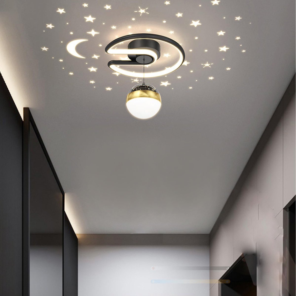 Moderne dimbare LED-plafondlampen - 3000K/4500K/6000K plafondlamp - Creatieve lampen met sterrenpatroon - voor kinderkamers en woonkamers - Zwart