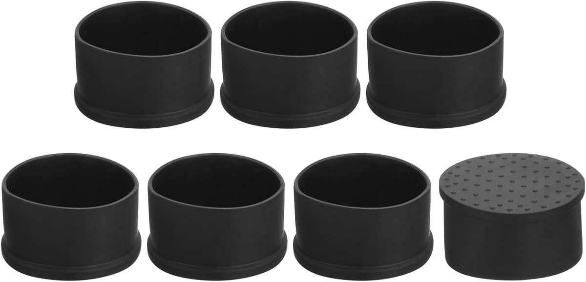 7x PVC Stoelpootdoppen Rond 50mm - Antislip Meubelbeschermers Zwart
