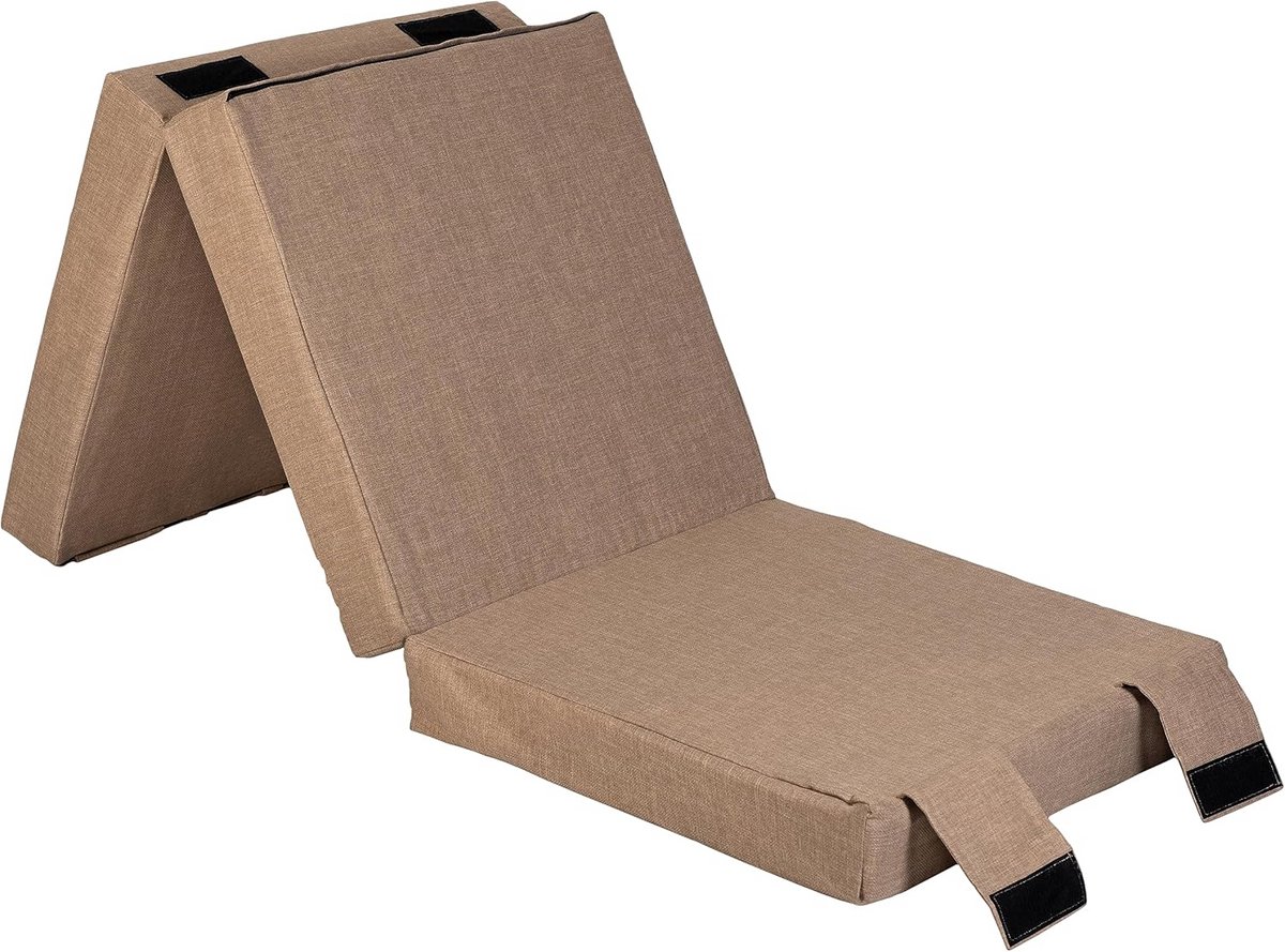 3-Delige Opvouwbare Matras voor Binnen en Buiten - Comfortabel Gastenbed of Camping Matras 180x60x10cm (Zand)