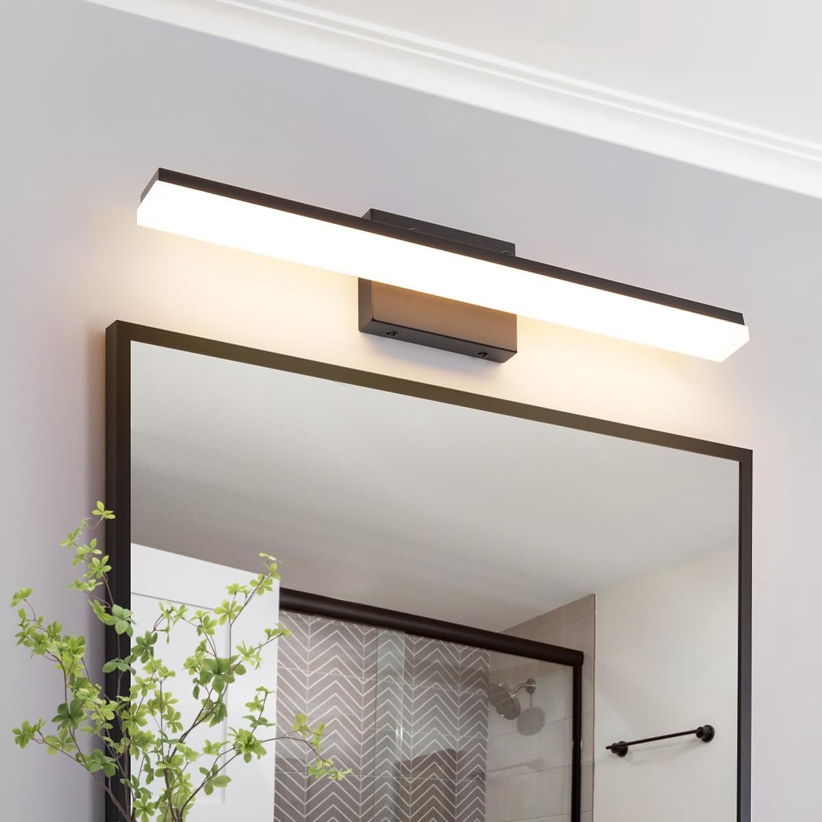 Dimbare LED Wastafellamp Badkamerverlichting 24W Zwart Warmwit 3000K
