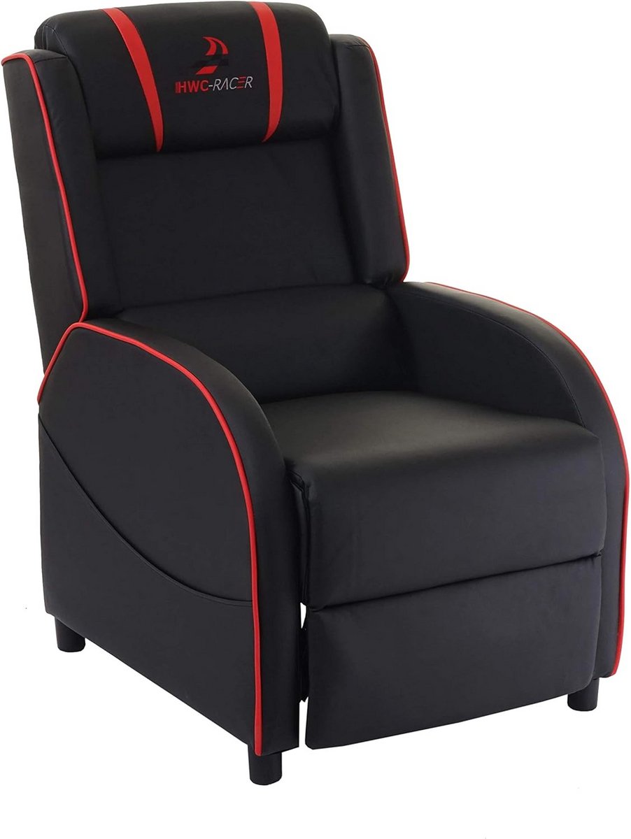 Comfortabele Relaxstoel met Voetensteun Zwart/Rood Kunstleer