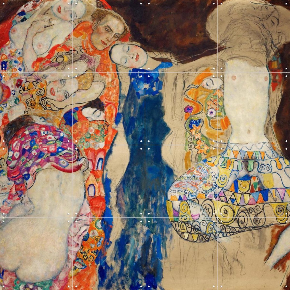 IXXI The Bride 1918, Gustav Klimt & Bridgeman Images - 80 x 80 cm - Gratis ophangtool - Grote wanddecoratie en posters - Kleurrijk, Olieverf, Art
