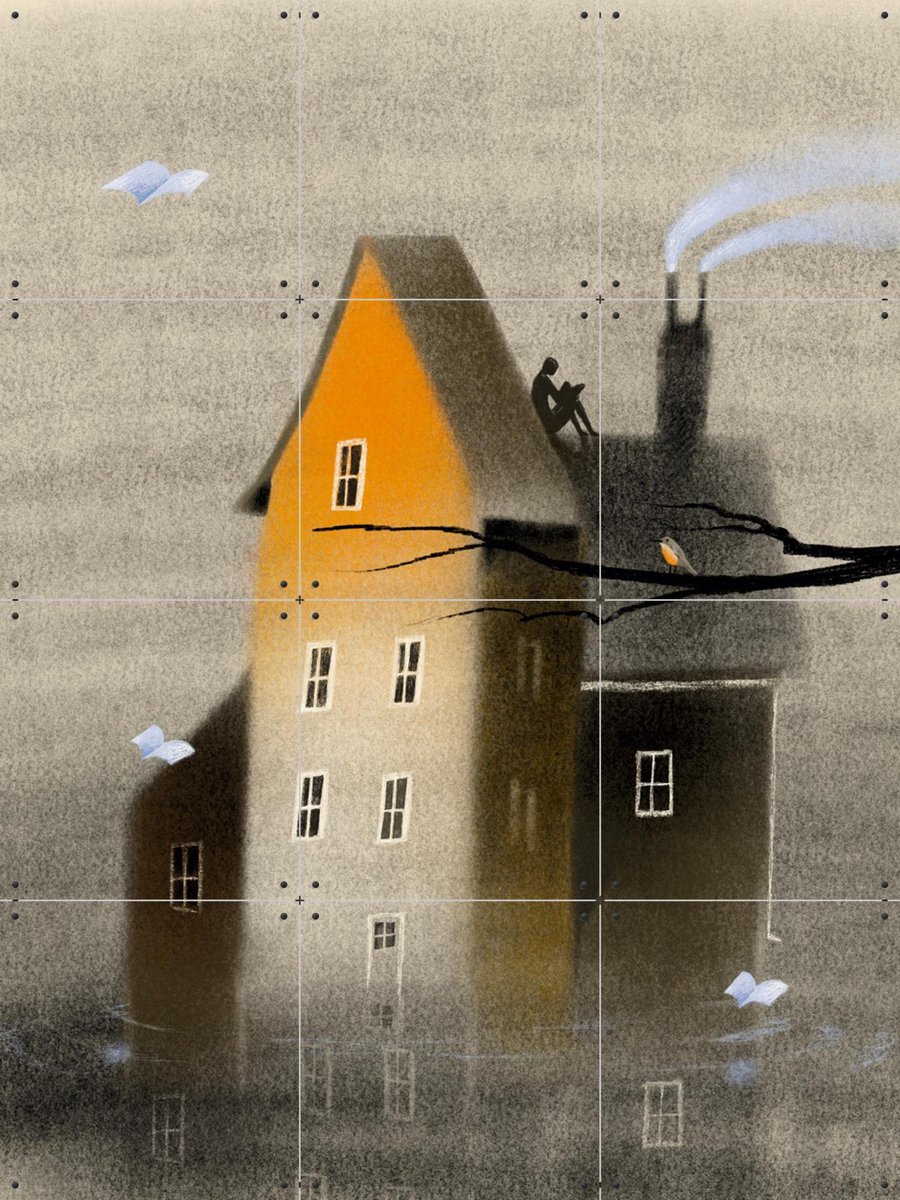 IXXI Robins House, Jeska Verstegen - 60 x 80 cm - Gratis ophangtool - Grote wanddecoratie en posters - Speels, Digitale Kunst, Illustraties