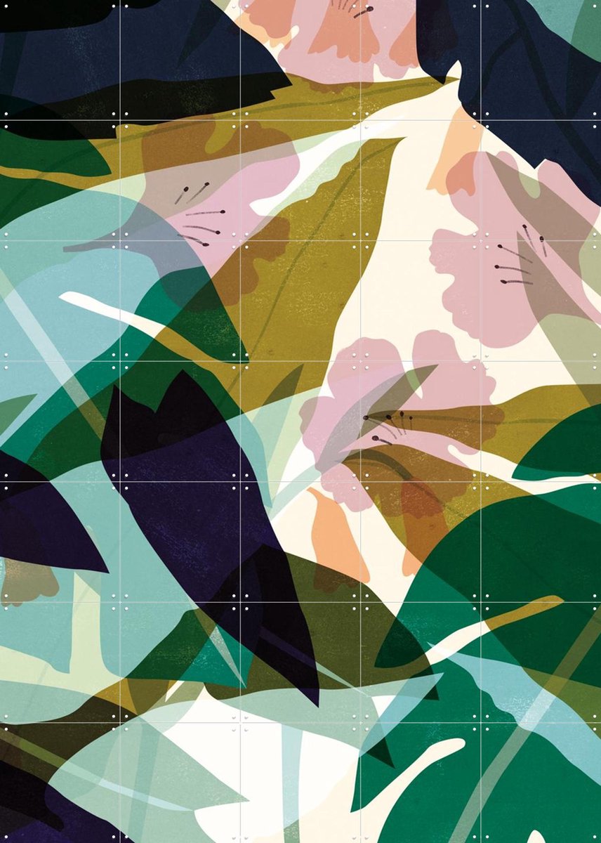 IXXI Leaves, Lotte Dirks - 100 x 140 cm - Gratis ophangtool - Grote wanddecoratie en posters - Digitale Kunst, Grafisch Ontwerp, Illustraties