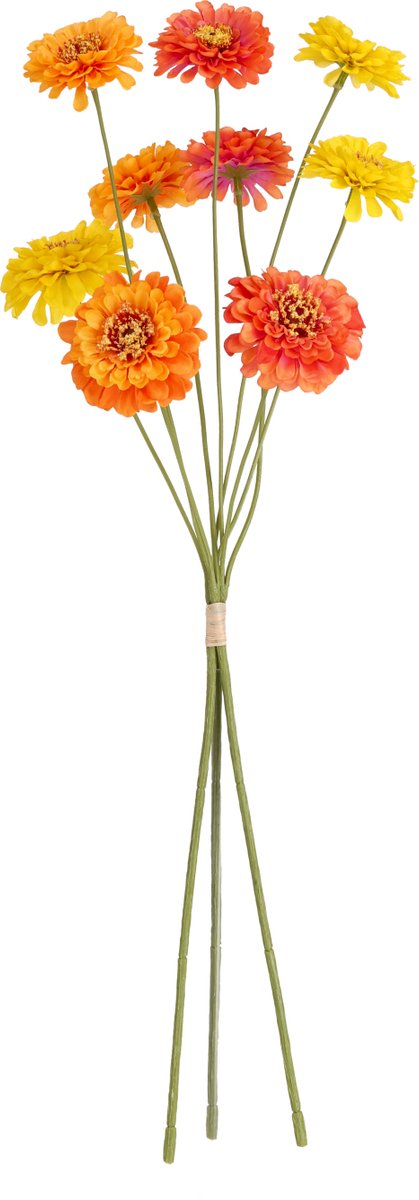 maxifleur Kunstplanten Zinnia Kunstbloemen bundel 60cm Oranje mix