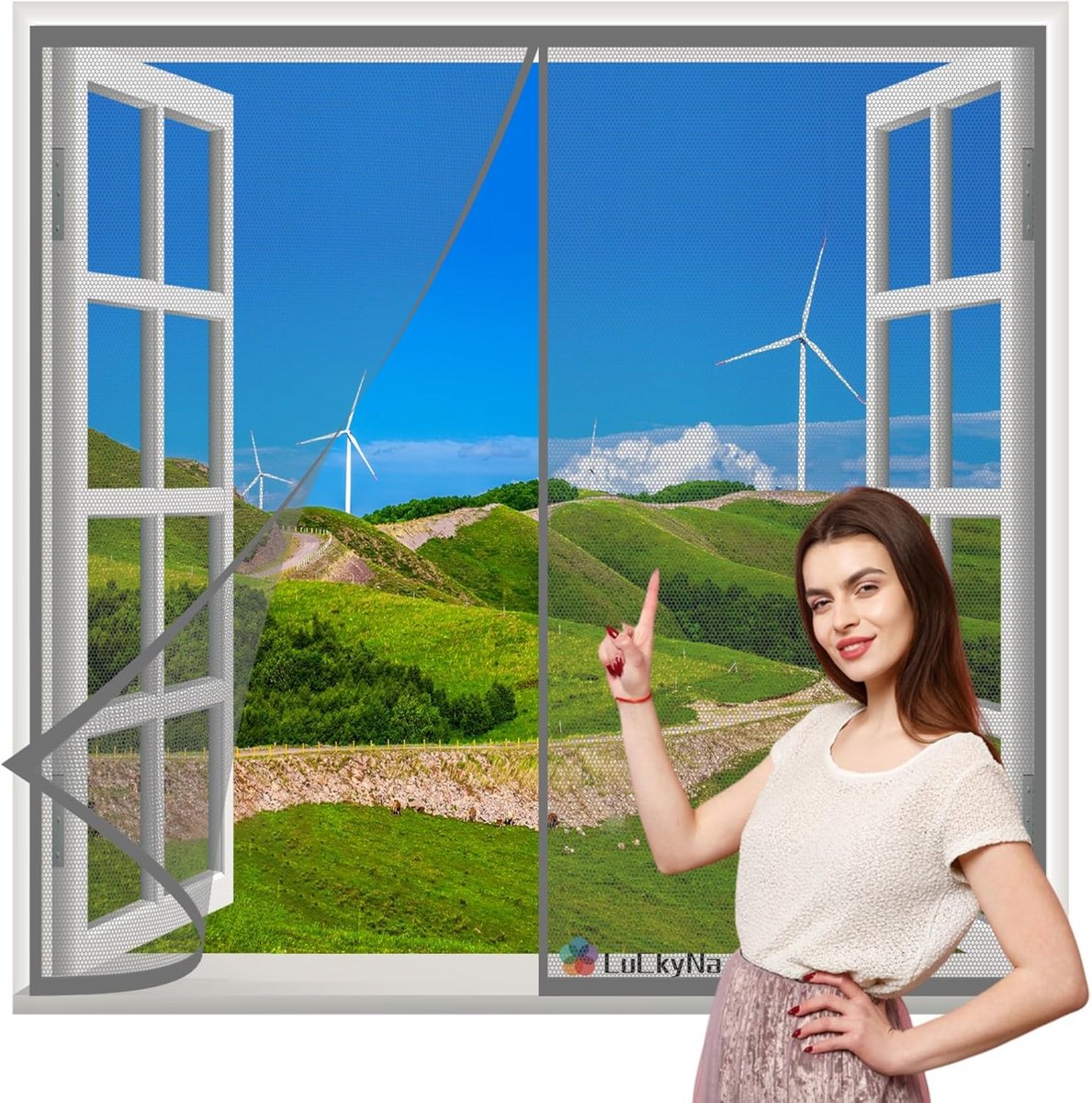 Magnetische Deurhor 140x165cm Grijs - Zelfklevend Insectenhor zonder Boren