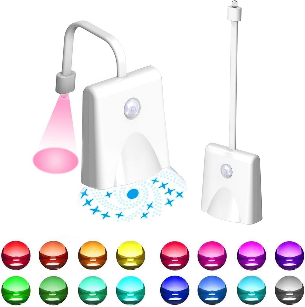 Bewegingssensor WC LED Nachtlamp met 16 Kleuren en USB Opladen
