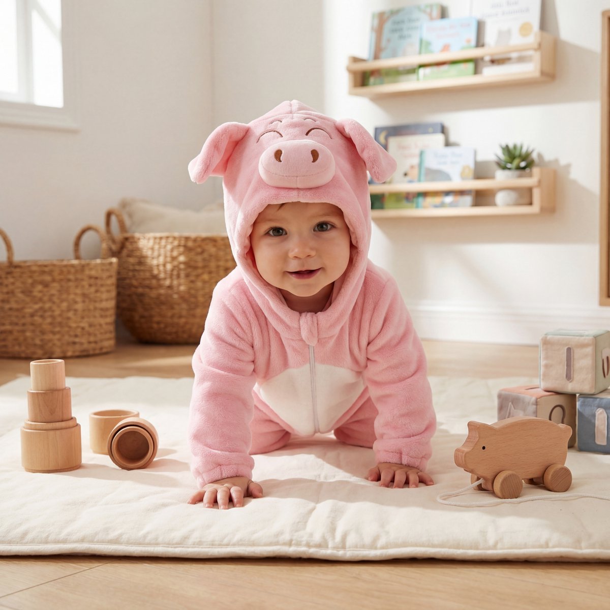 JAXY Baby Onesie - Carnavalskleding Kinderen - Verkleedkleren Jongen en Meisje - Verkleedkleding - Romper - EU (label 90) - Varken — afbeelding 5
