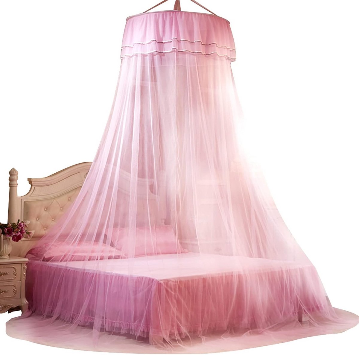Ronde Klamboe met Kant voor Bed - Ademend en Prinses Stijl Muskietennet