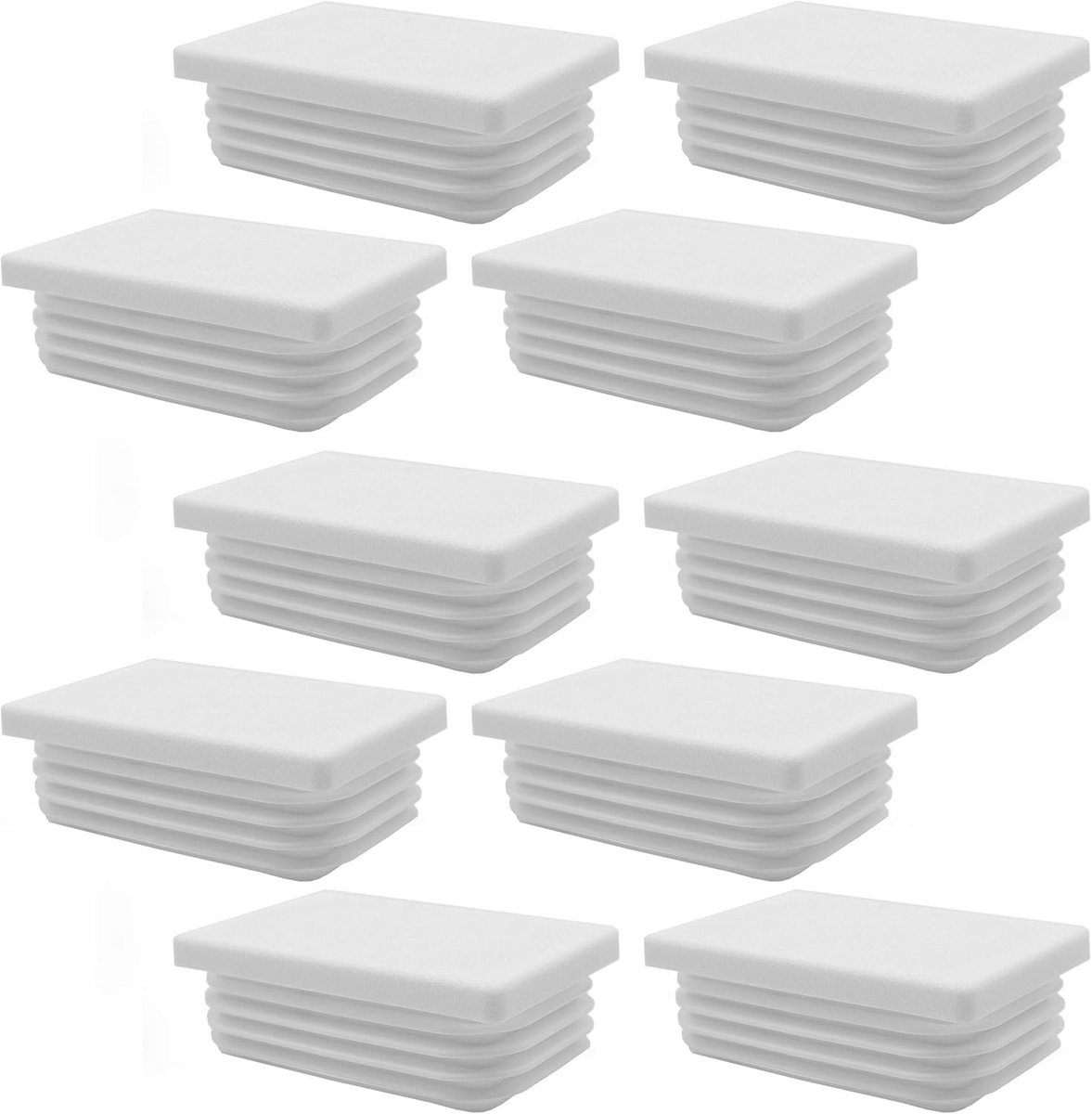 10x Witte Buisdoppen Rechthoekig 30x20 mm - Eindstops voor Buisconstructies en Meubelframes