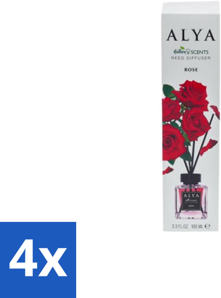 Alya – Geurdiffuser – Rose – Interieurparfum - Voordeelverpakking - 4 stuks