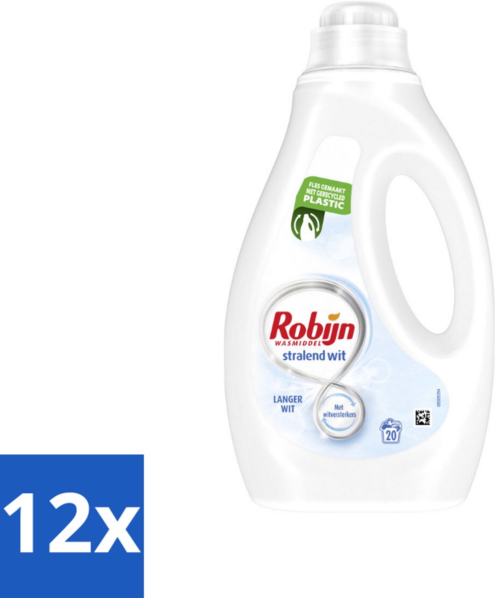 Robijn – Vloeibaar Wasmiddel – Stralend Wit – 20 wasbeurten - Voordeelverpakking - 12 stuks