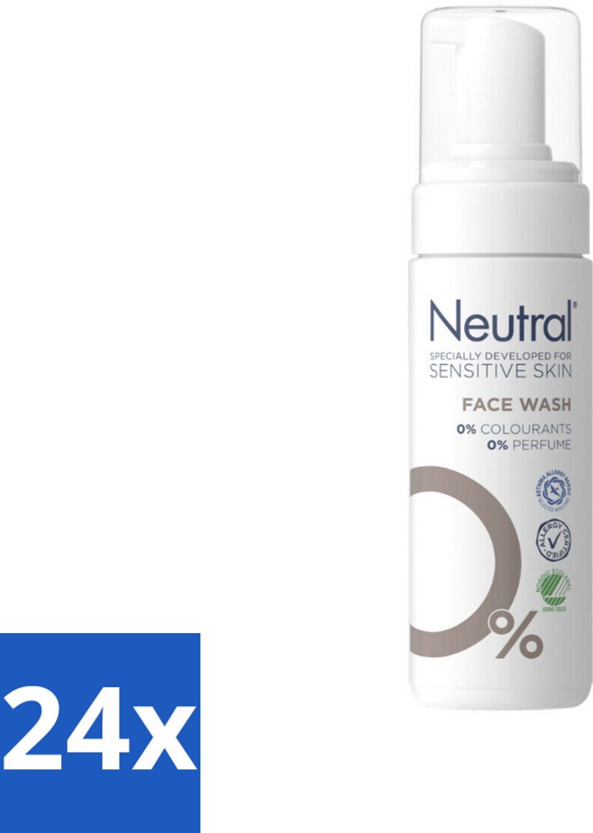 24 x Neutral – Gezichtsreiniging – Face Wash 0% Parfumvrij – 150 ml - Gezichtsreiniger - Huidverzorging - Gevoelige Huid - Milde Reiniging - Crème Verwijderen