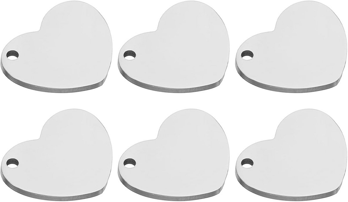 30 Stuks Hartvormige RVS Bedels voor Graveren - Metaal Hangers voor Sieraden Maken
