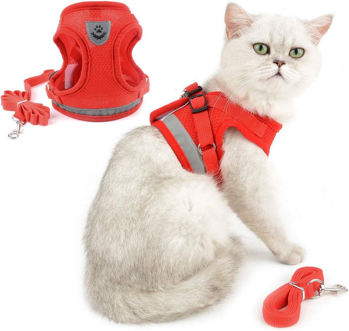 Kattenharnas en Riem Set: Ontsnappingsbestendig Vest, Reflecterend en Verstelbaar voor Puppy en Kitten