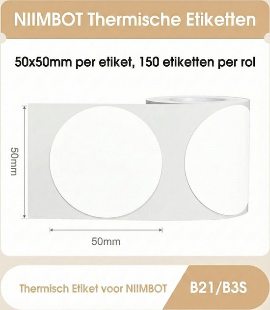 Niimbot - Labels/Etiketten B21/B1/B3S - 31x31mm - Rond - Wit - Makarov Shop