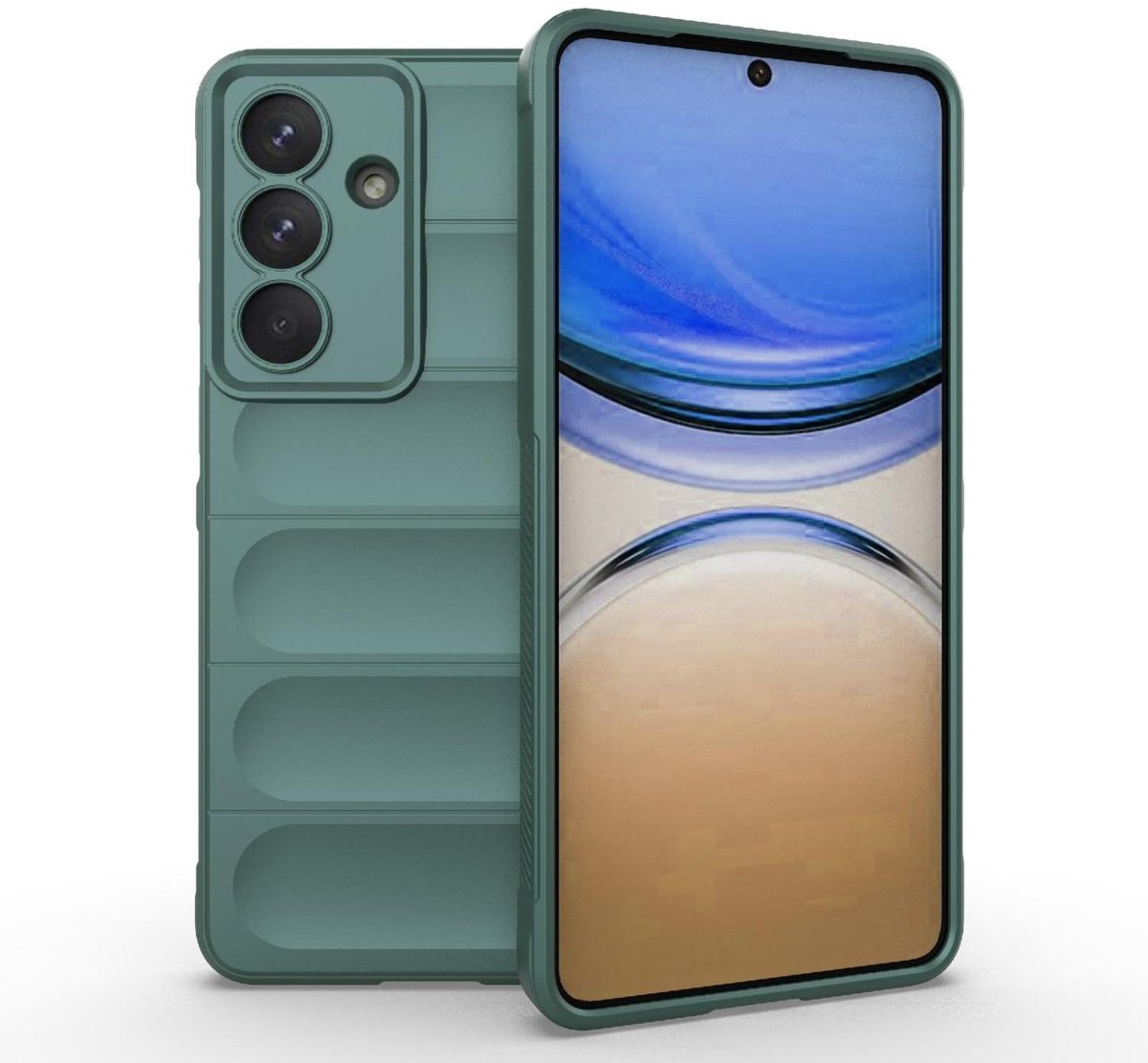 Mobigear Hoesje geschikt voor Samsung Galaxy S26 Plus Telefoonhoesje Flexibel TPU | Mobigear Bumpy Backcover | Galaxy S26 Plus Case | Back Cover - Donkergroen