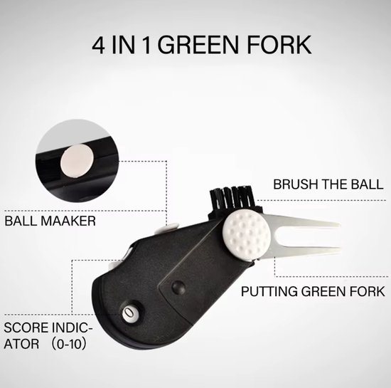 Actie4you® - Pitchfork Golf Accessoires - Teller - Borstel - Marker - 4 in 1 van Merkloos — afbeelding 3