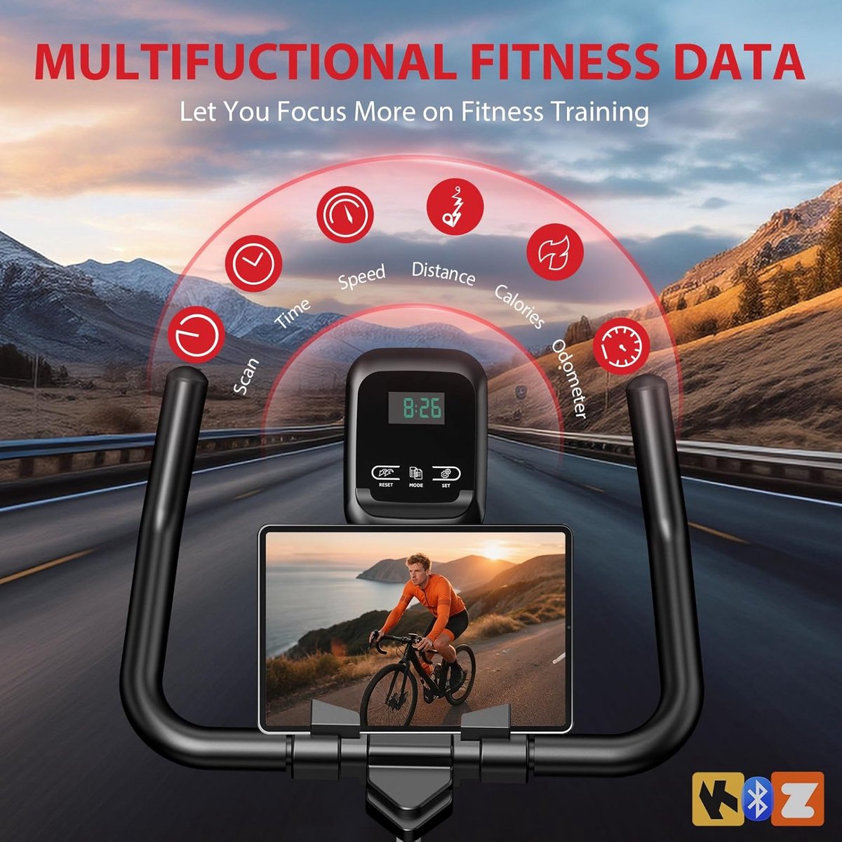 Exercise Bike - Indoor Cycling - Stille Fitnessoefeningen Met App LCD & Tablet Houder - 1 - Zwart