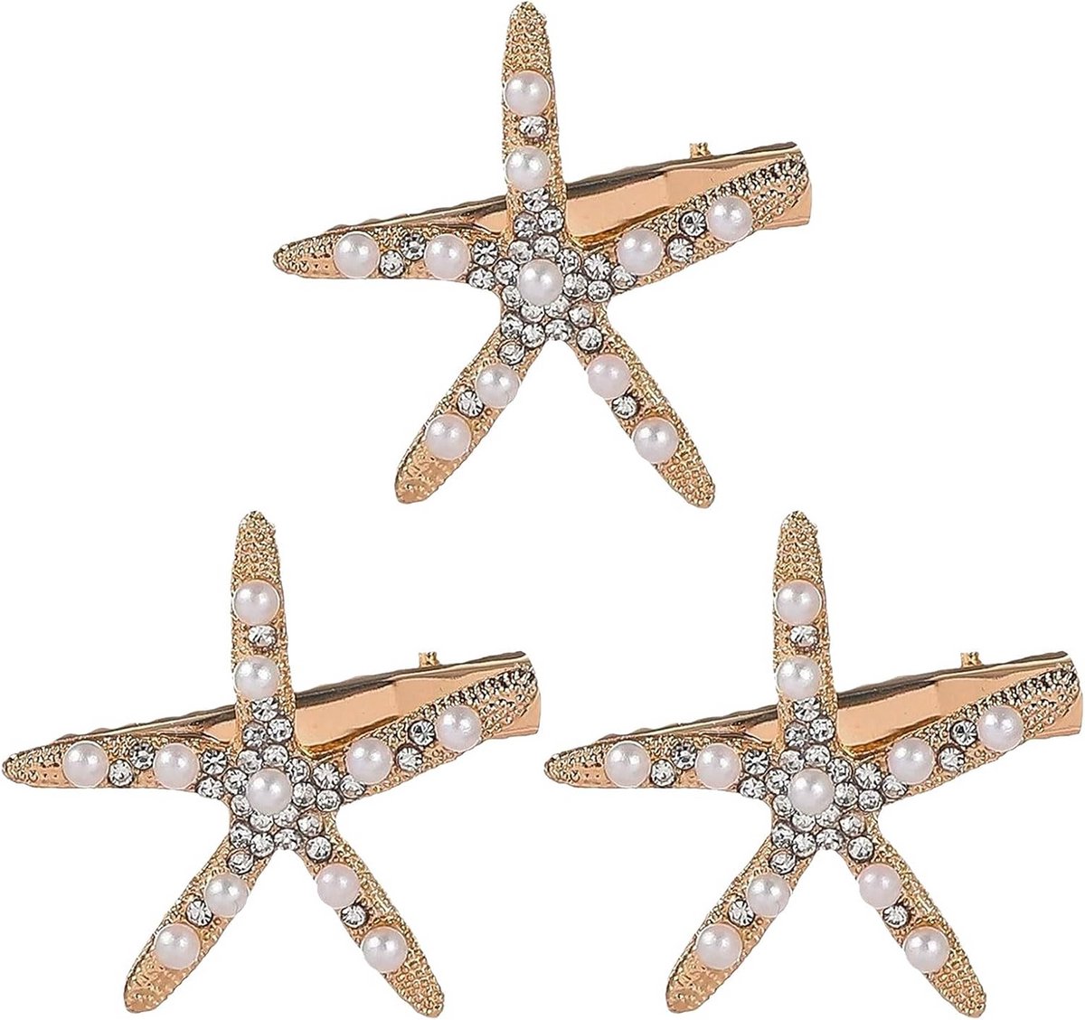 Zeester Haarspeldjes met Strass en Parels - Antislip Haarklemmen voor Feest en Bruiloft