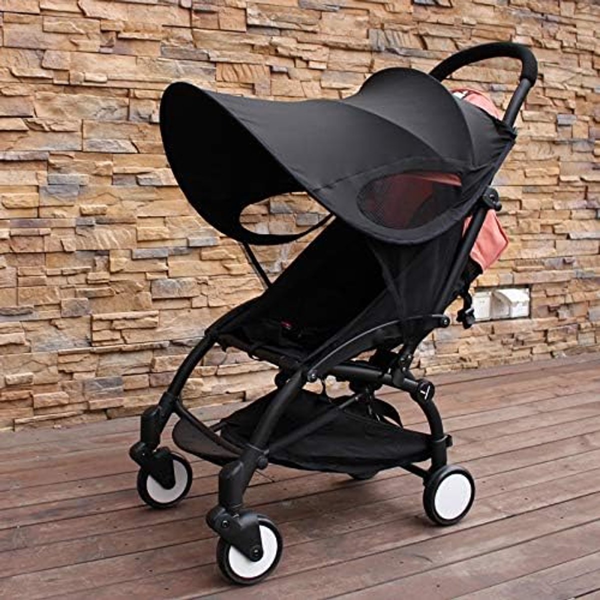 Zomer Rayshade wandelwagen Cover, Zonnescherm Luifel Compatibel Geschikt voor Babyzen YOYO 6+ YoYo 2 Yoyo+,zwart