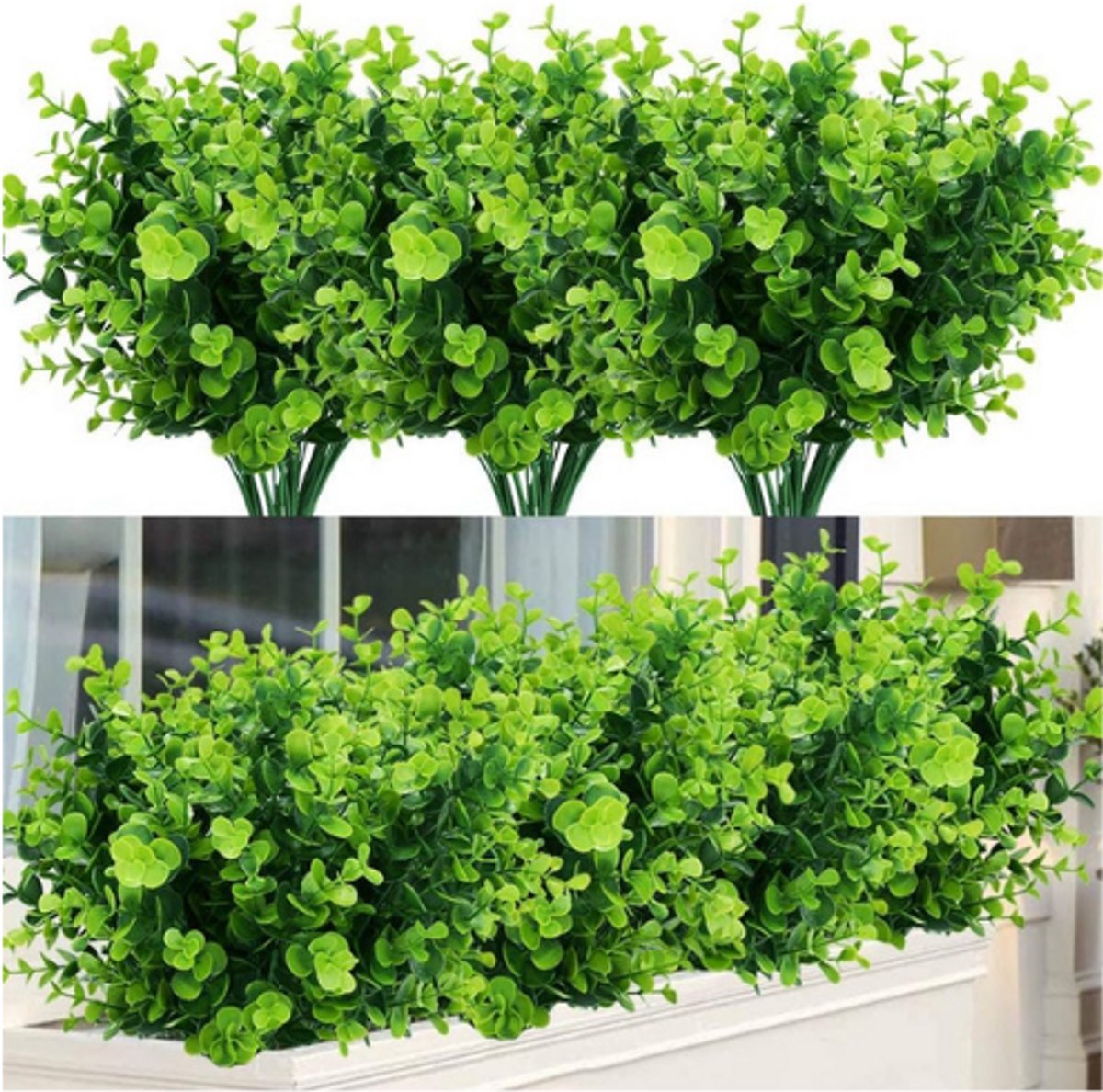 BOG Set Van 8 Kunstmatige Eucalyptus Planten – Groene Nepplanten En Klimop Takken – Decoratie Voor Woonkamer, Kantoor, Tuin En DIY Bloemstukken GROENTE