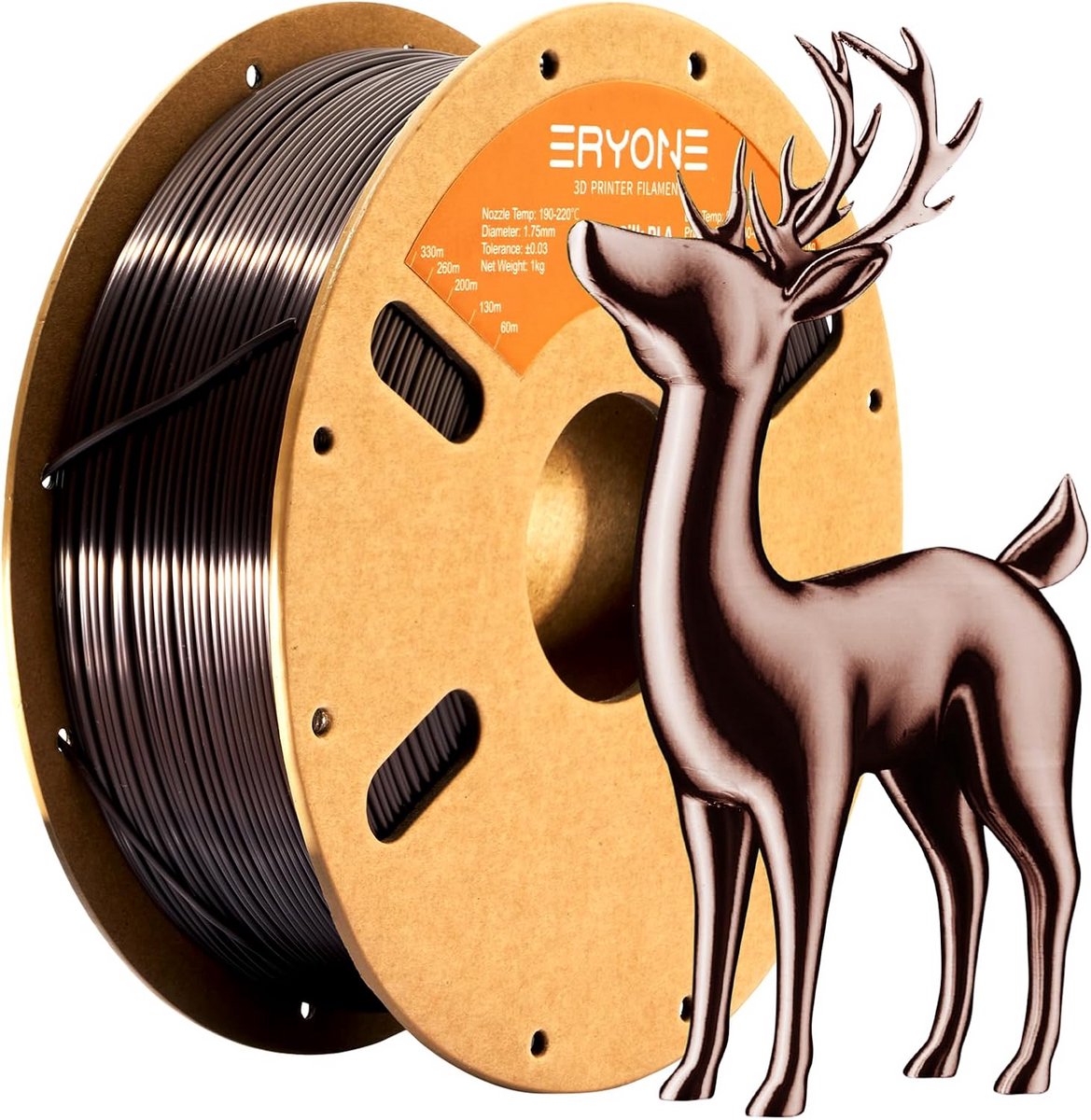 Zijdeachtig PLA Filament voor 3D Printer, 1.75mm, 1kg, Donker Goud