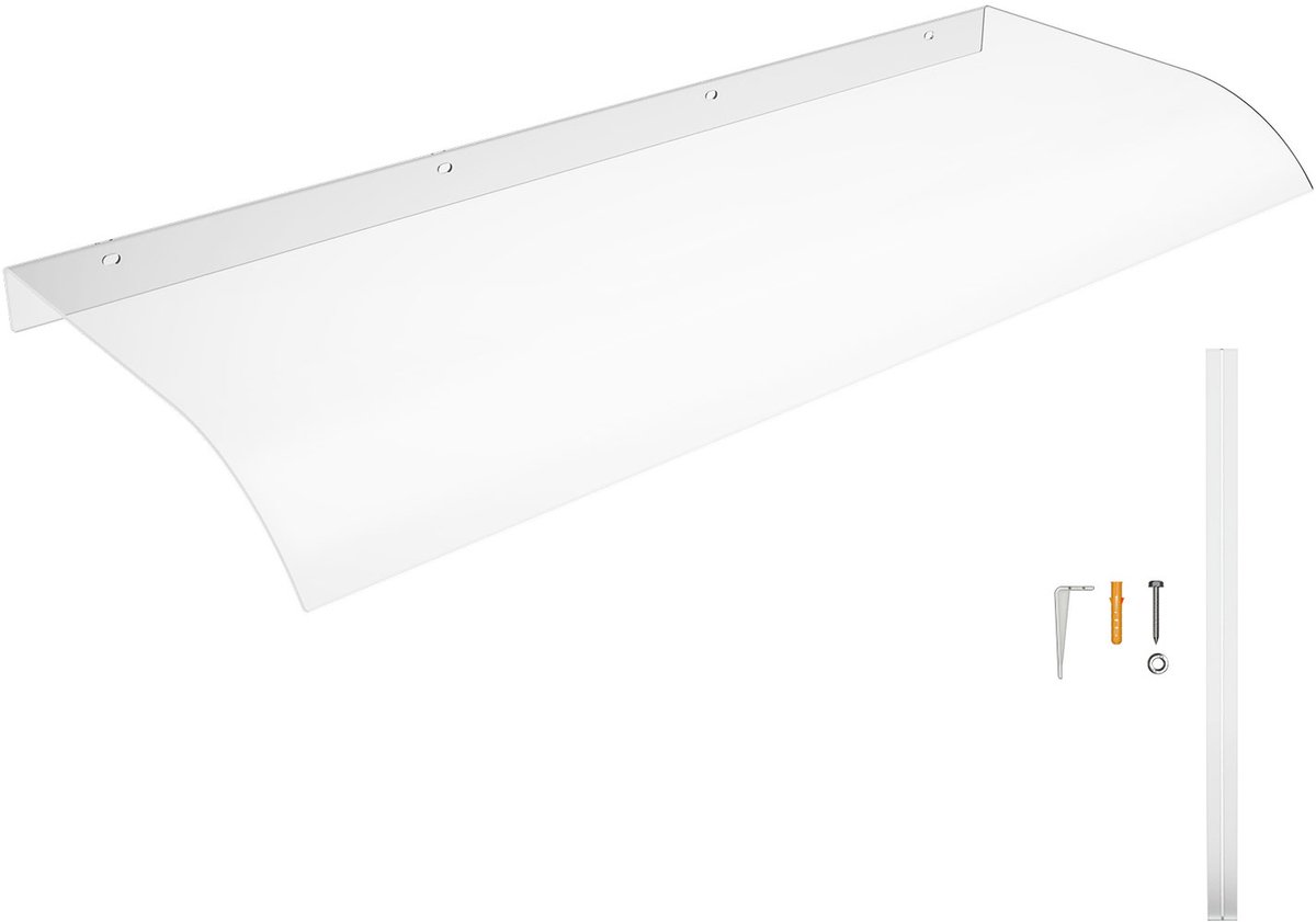 Aufun Boogvormige Zonnescherm 50x120cm – Polycarbonaat Transparant Schuin Dak – Weerbestendig (Garage/Terras/Venster)