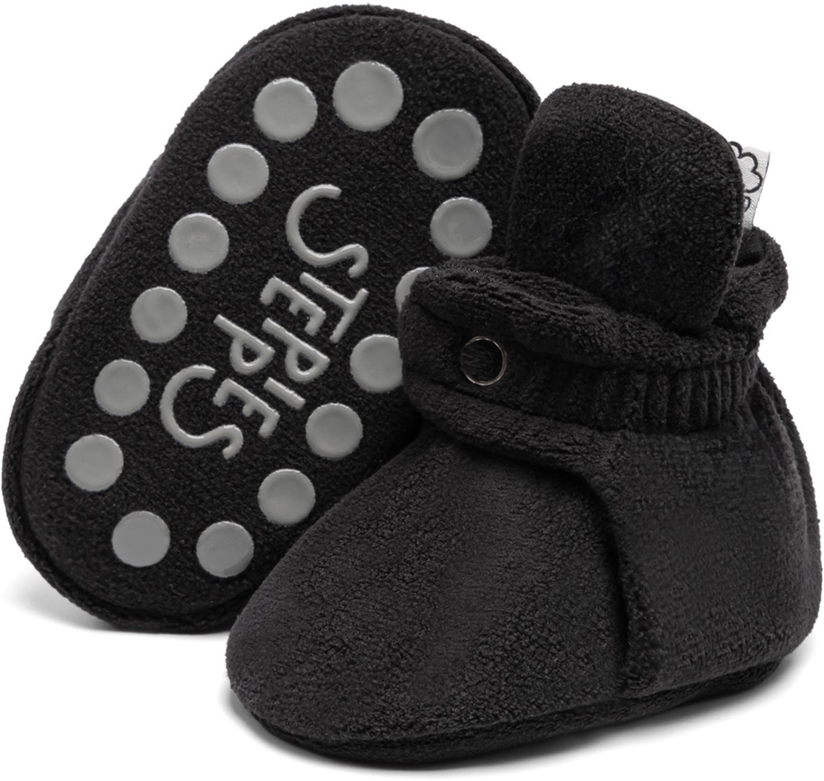 Steppies - Babyslofjes Antislip voor Jongens en Meisjes - Zwart - 18-24 Maanden (14cm) - Schoenmaat 22-23 - Stappertjes