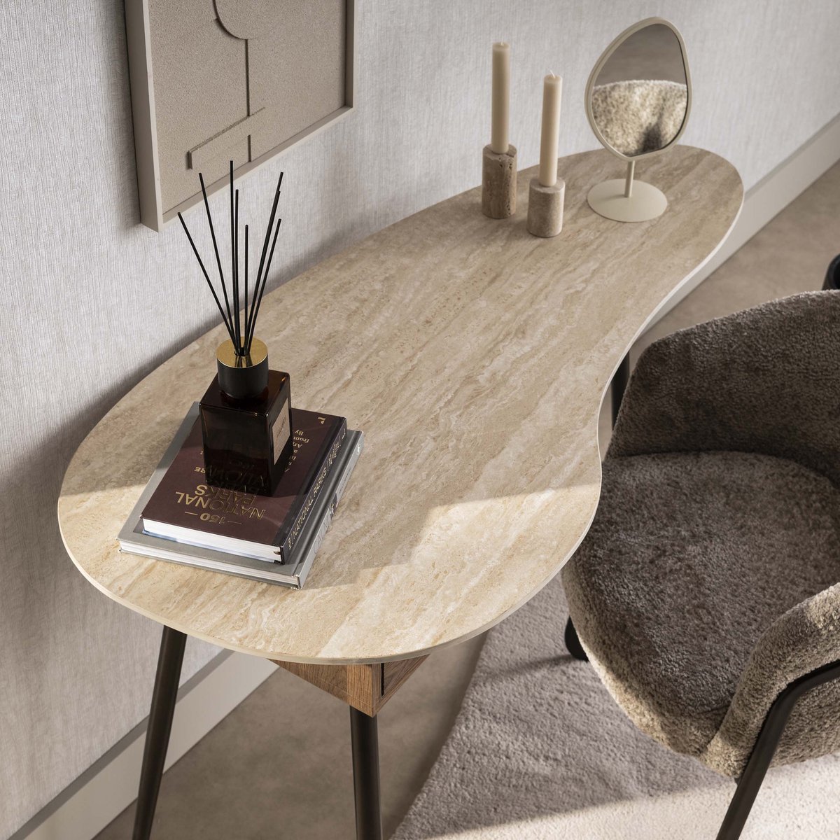 Hoyz Collection - Kaptafel Travino 1 Lade - Keramiek Travertin