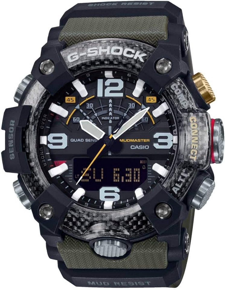 Herenhorloge Zwart Digitaal Analoge Quartz Kast Resin Band
