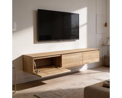 Massief Eiken Zwevend TV-Meubel op Maat