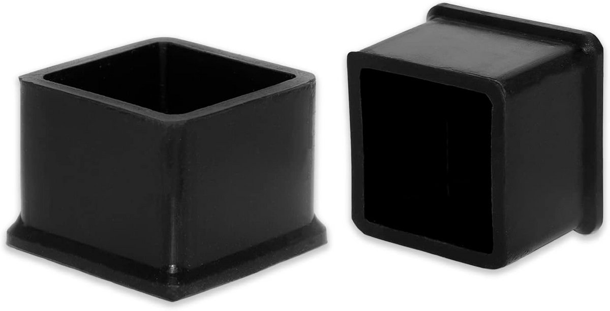 4x Zwarte Vierkante Stoelpootdoppen - Siliconen Potenbeschermers voor Tafels en Meubels - 25x25mm