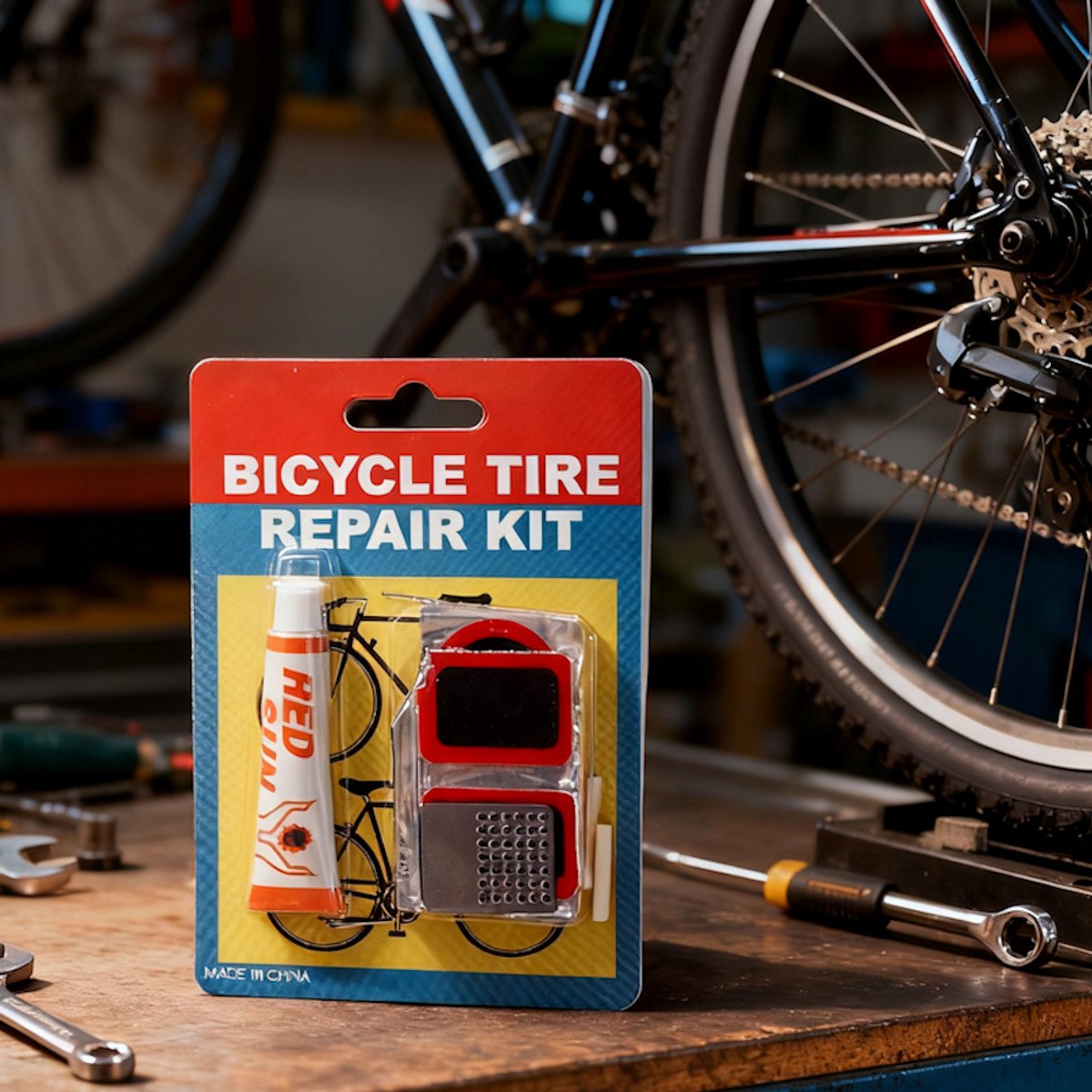 Decopatent - Fiets Reparatieset 8-Delig - Fiets Bandenplakset voor Fiets, E-Bike, Fatbike , MTB, Elektrische fiets - Fietsband Reparatieset - Banden plakset - Lekke band - Bicycle Tire Repair Kit