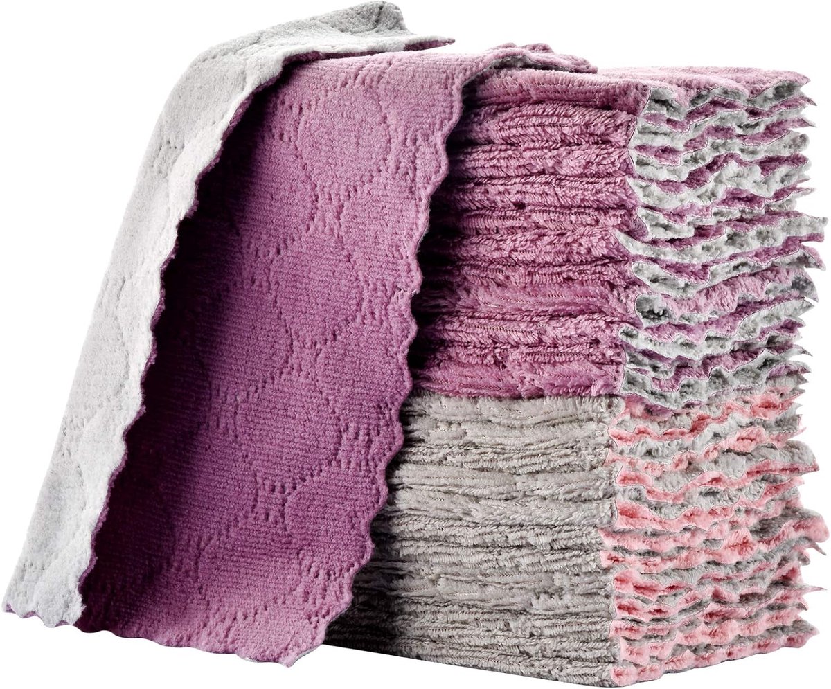 Daity Verpakking met 11 kleine, herbruikbare schoonmaakdoekjes van 15 x 25 cm, superabsorberende multifunctionele doekjes, geschikt voor het afvegen van meubels, het schoonmaken van keukens en het afwassen (roze).