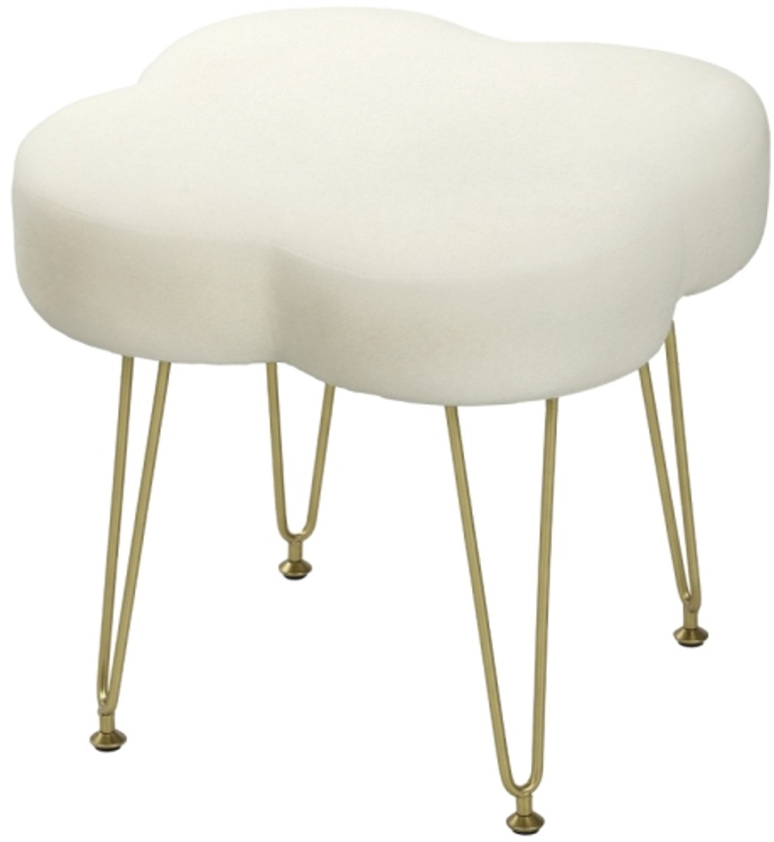 Zithocker 41 × 41 × 40 cm gestoffeerde hocker in klavervorm stoffen bekleding stalen poten crèmewit Voetenbank eenpersoonsstoel Voorzien van stalen poten en verstelbare voetdoppen De constructie is stevig en eenvoudig te monteren
