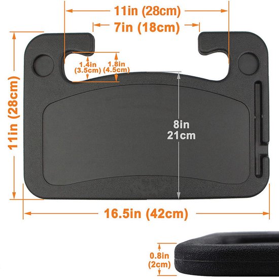 Laptop Dienblad Voor In De Auto – Multifunctioneel Stuurwiel Bureau, Zwart, ABS, Met Bekerhouder & Pengleuf, Draagbaar Voor Onderweg