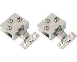 1-3/16 inch cabinet glass door hinge - steel - zinc alloy - 2 pcs wine cabinet clamp - frameless cabinet glass clip - without drilling - with screw - for 5-7mm drawer display - display case - silver