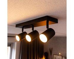 HOFTRONIC - Lark LED Plafondspot 3 Lichts - Modern - GU10 Fitting - Zwart - IP20 - Plafondlamp 3 lichts - Kantelbaar & Draaibaar - Voor hal, woonkamer, slaapkamer en zolder - Vierkant