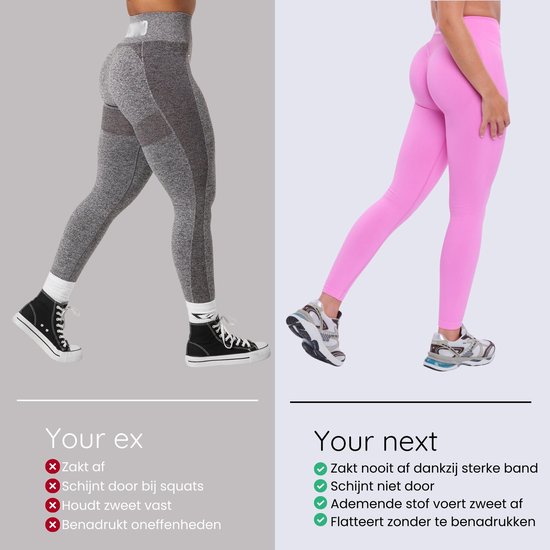 Euphoria Sportlegging Dames - Sportkleding Dames - Sportbroek Dames - Yoga Broek Dames - Roze - Maat M — afbeelding 5