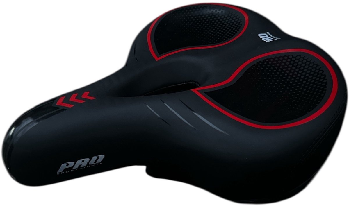 Fietszadel Dames Heren Pro Comfort Zadel Rood/Zwart E-Bike Stadsfiets