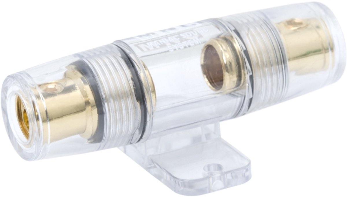 Zekeringhouder Auto – Gold Plated – Voor Auto Versterker – 4–10 AWG – 10 X 37 Mm – Transparante Behuizing [05370]
