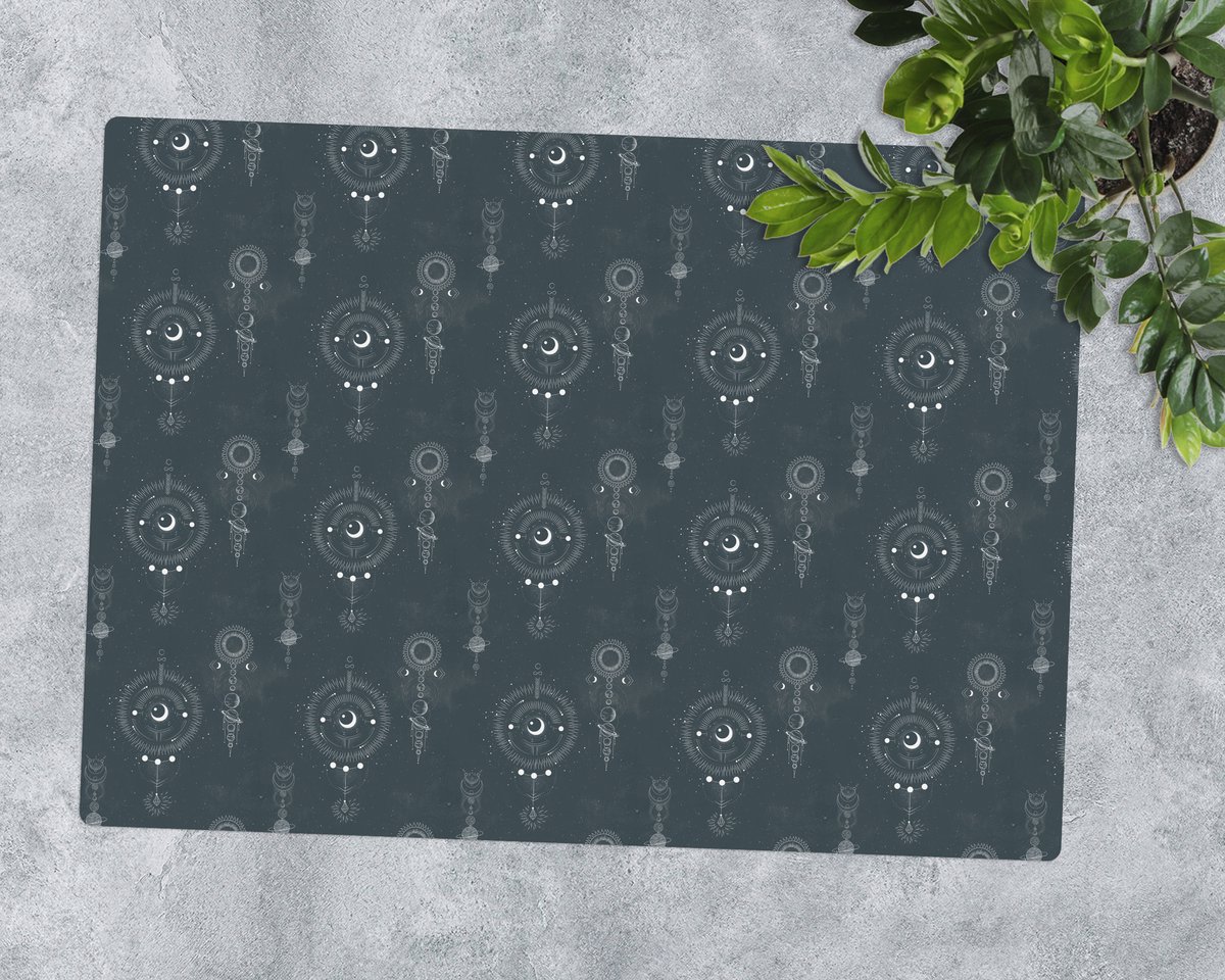 Coloray Vloerbeschermer - Illustratie van de maanfase Vloerbeschermer Bureaustoel - 100x70 cm - Marine Vloerbeschermer Harde Vloer - Motif Vloerbeschermer - Mótif Bureaustoelmat - Rechthoekige Mat - Etnische Thema