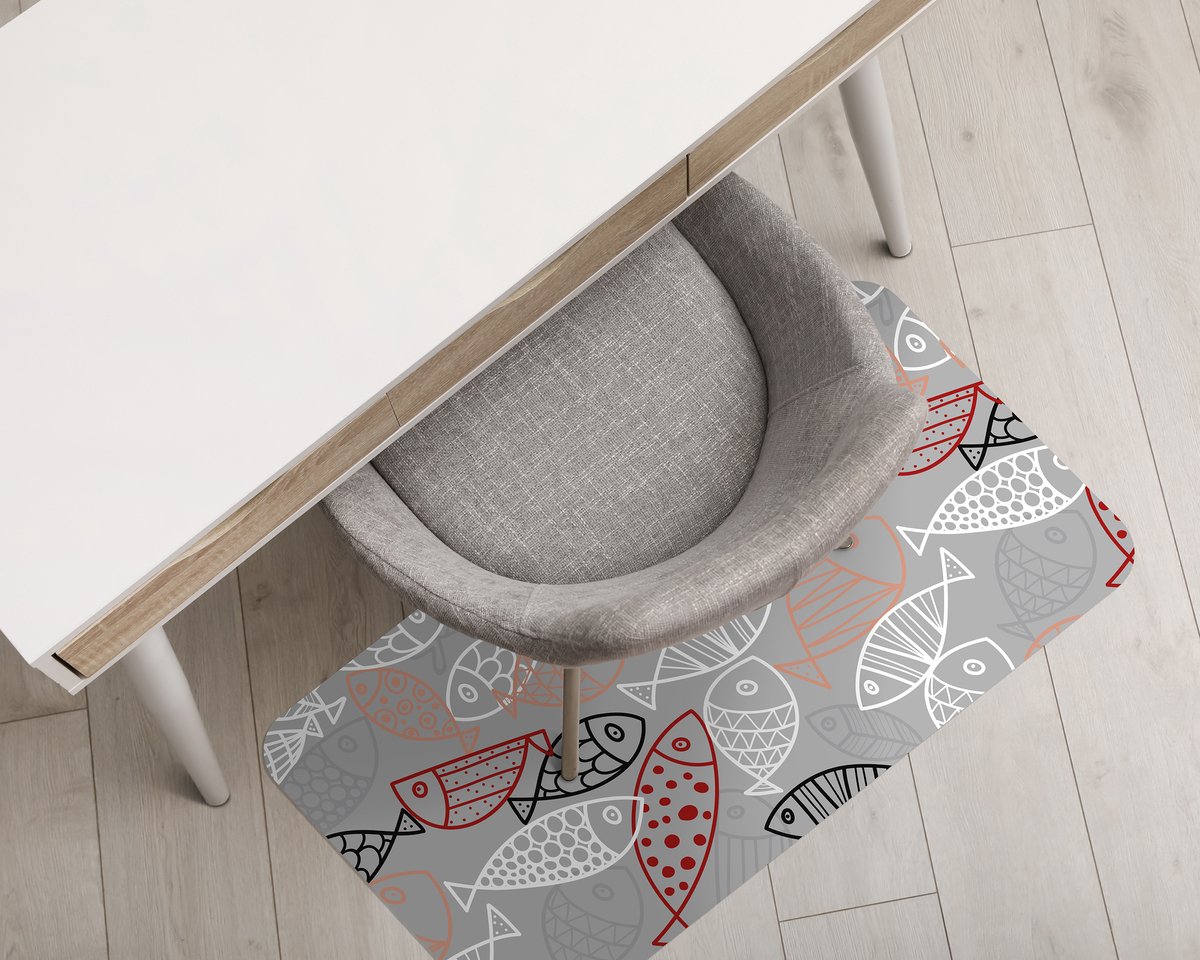 Coloray Vloerbeschermer - Vissen aquarium Vloerbeschermer Bureaustoel - 100x70 cm - Veelkleurig Vloerbeschermer Harde Vloer - Motif Vloerbeschermer - PVC Vloerbeschermer - Rechthoekige Mat - Abstracties Thema