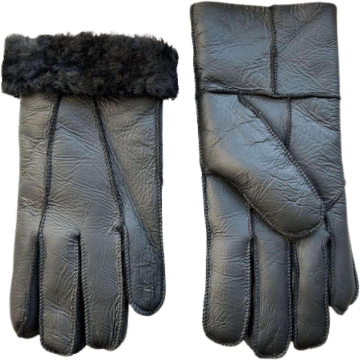 Lammy handschoenen dames - Leren handschoen dames winter - Wol - Winddicht en waterafstotend - Zwart - Maat S